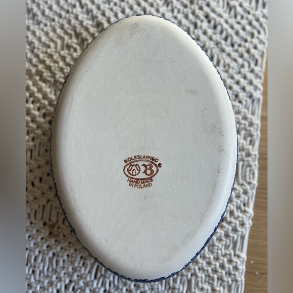 Polish Pottery Bolesławiec 11x7 Oval Serving Dish Hand-Painted Blue Green - Picture 4 of 5